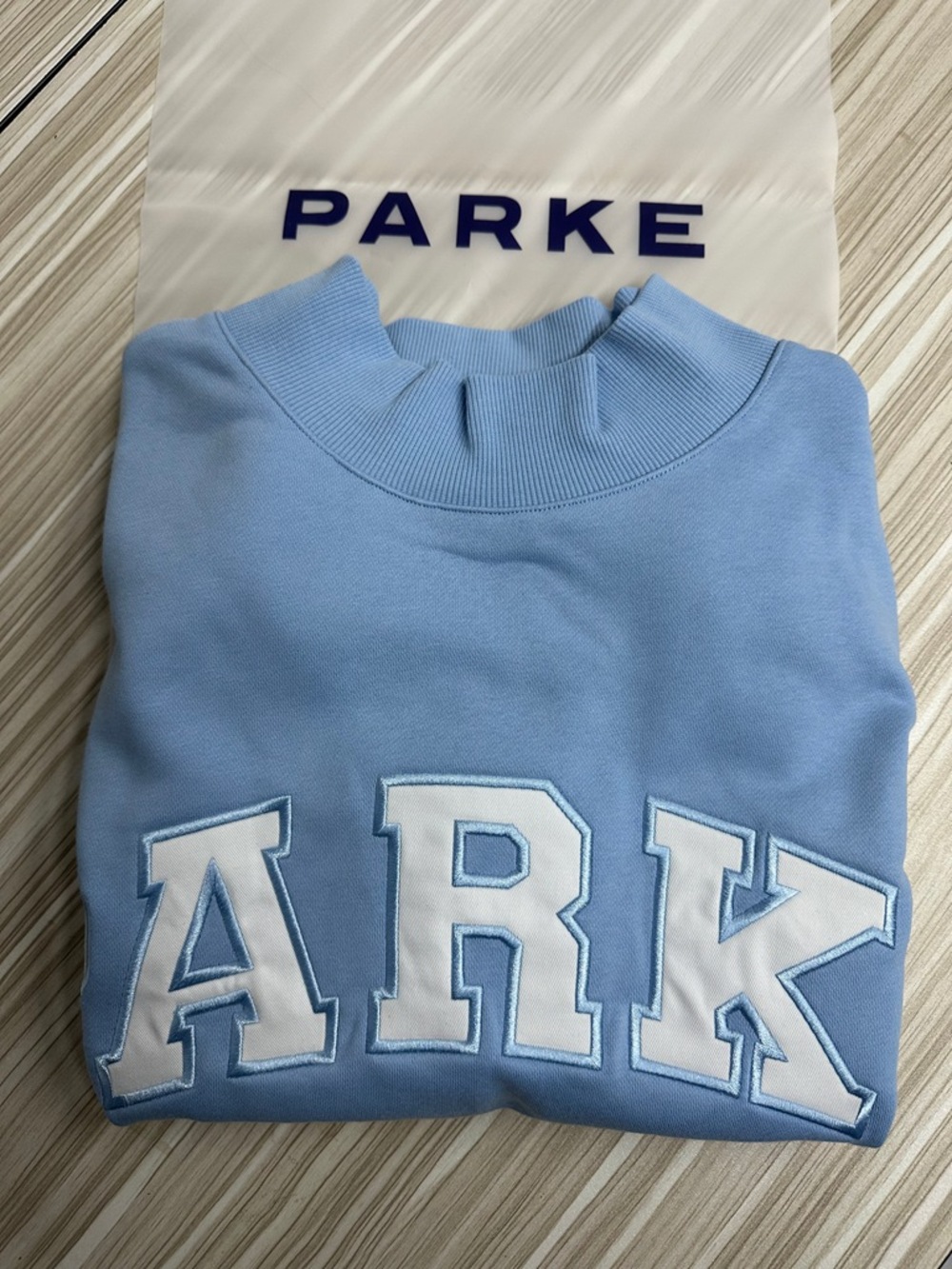 Parke Lettered Light Blue Crewneck Sweatshirt - Picture 8 of 8